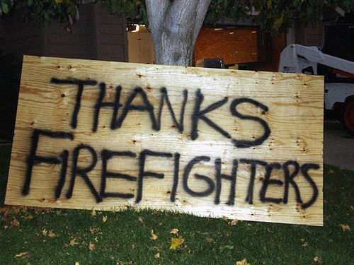 thanks firefighters sign